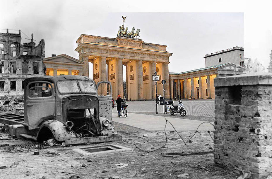 Refotografie - Brandenburger Tor 1945 und Heute