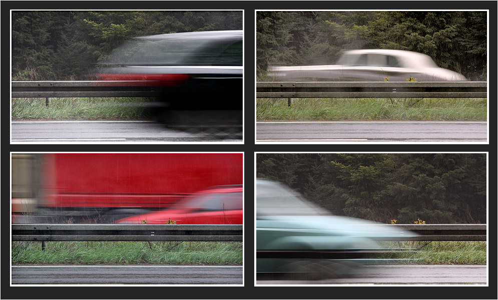 ... Regen auf der Autobahn A8 bei Stuttgart ....