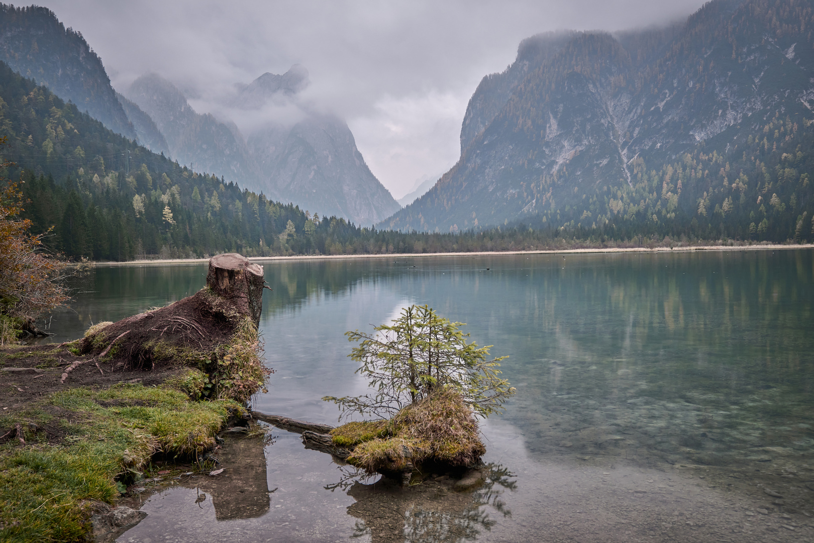 Regen Tag am Toblacher See