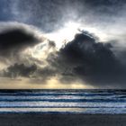 Regen zieht am Strand auf...