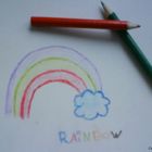 Regenbogen auf den Tisch gezeichnet