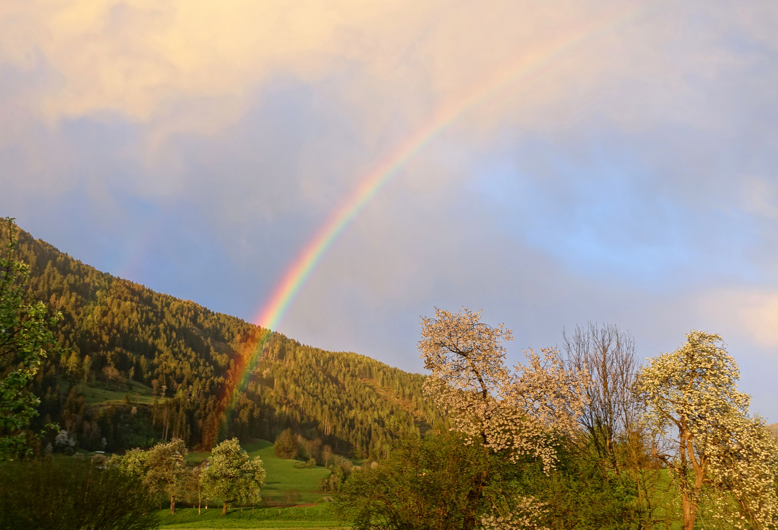 Regenbogen bei untergehender Sonne