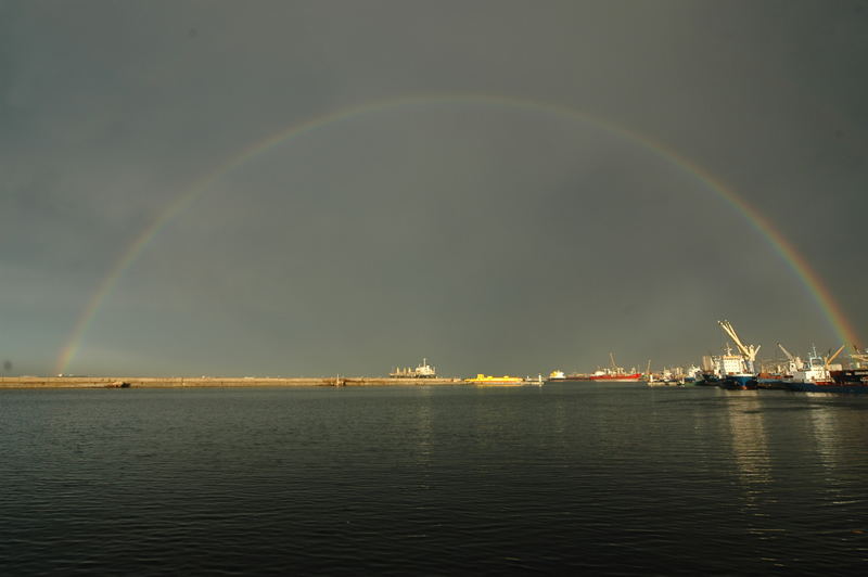 Regenbogen im Hafen