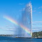 Regenbogen im Jet d'eau am Genfersee