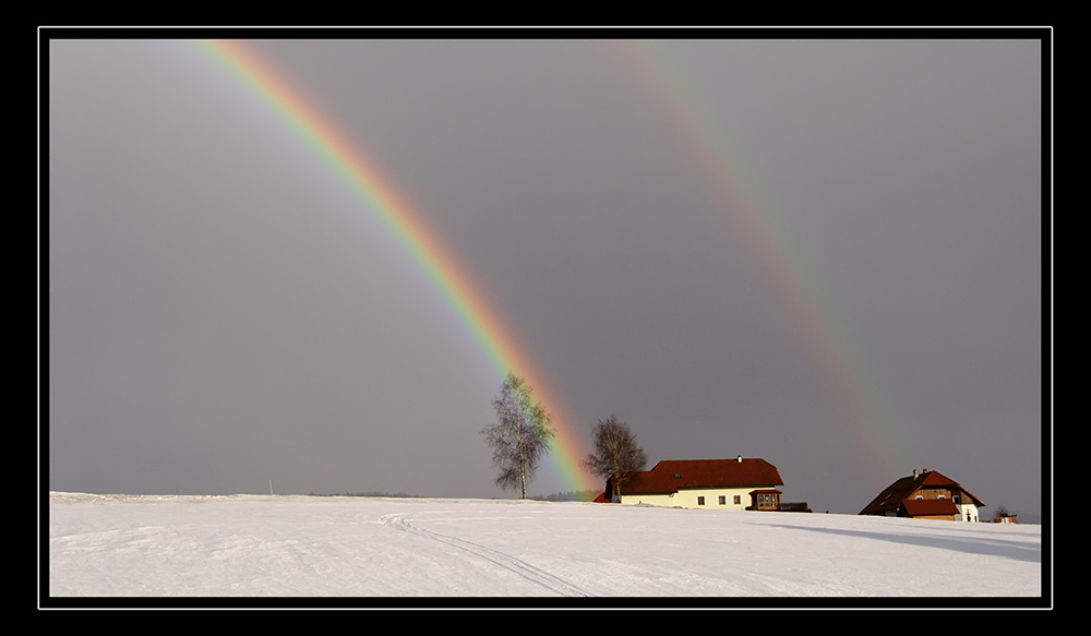 Regenbogen in Winterlandschaft