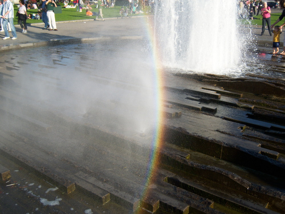 Regenbogen teilt Nebel