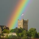 Regenbogen über Burg klopp in Bingen am Rhein