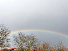 Regenbogen über Dächern