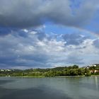 Regenbogen über dem Dreiflüsseeck in Passau