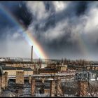 Regenbogen über dem Halleschen Hauptbahnhof