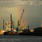 Regenbogen über dem Hamburger Hafen