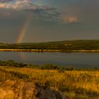 Regenbogen über dem Lower Waterton Lake