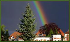 Regenbogen über den Dächern