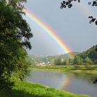 Regenbogen über der Elbe bei Rathen