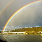 Regenbogen über der Festung Ehrenbreitstein, der Pfaffendorfer Brücke und Pfaffendorf