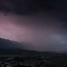 Regenfront bei Sonnenuntergang