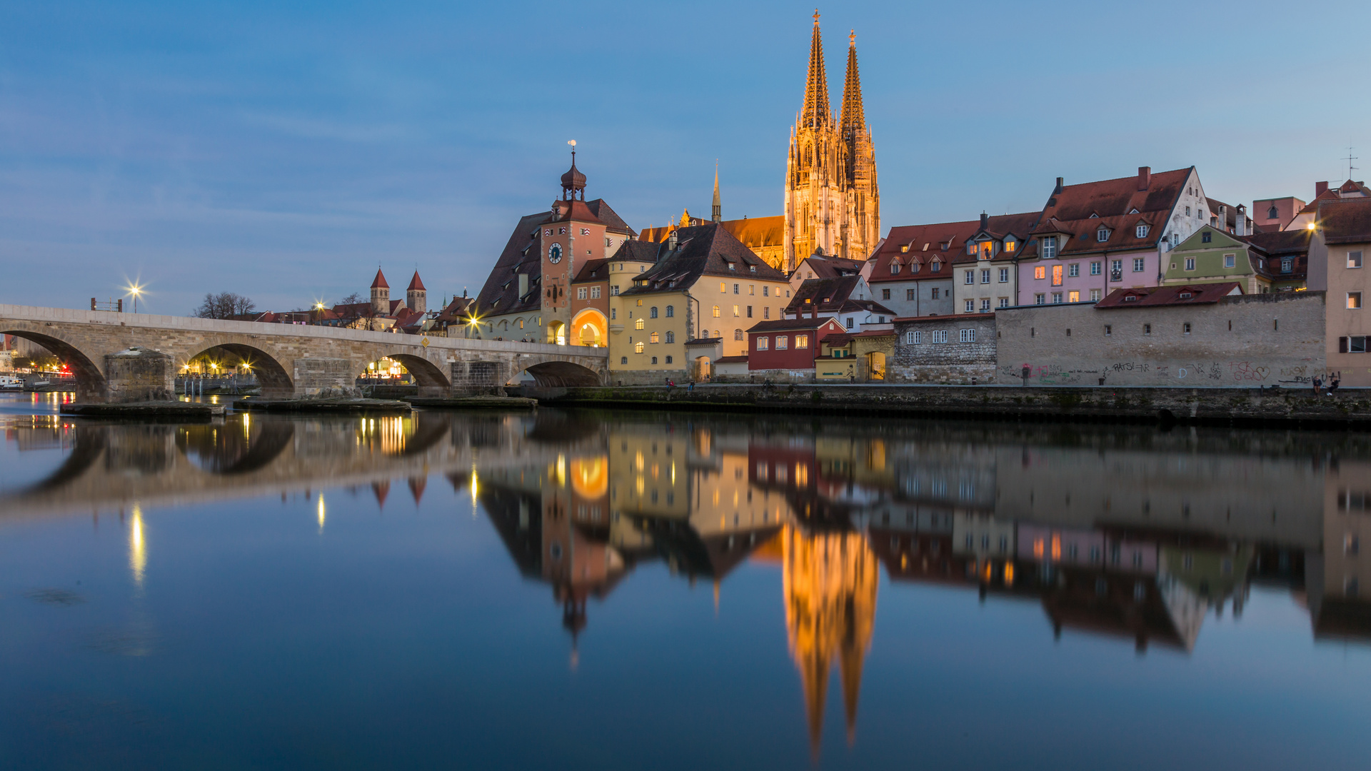 Regensburg during the blue hour