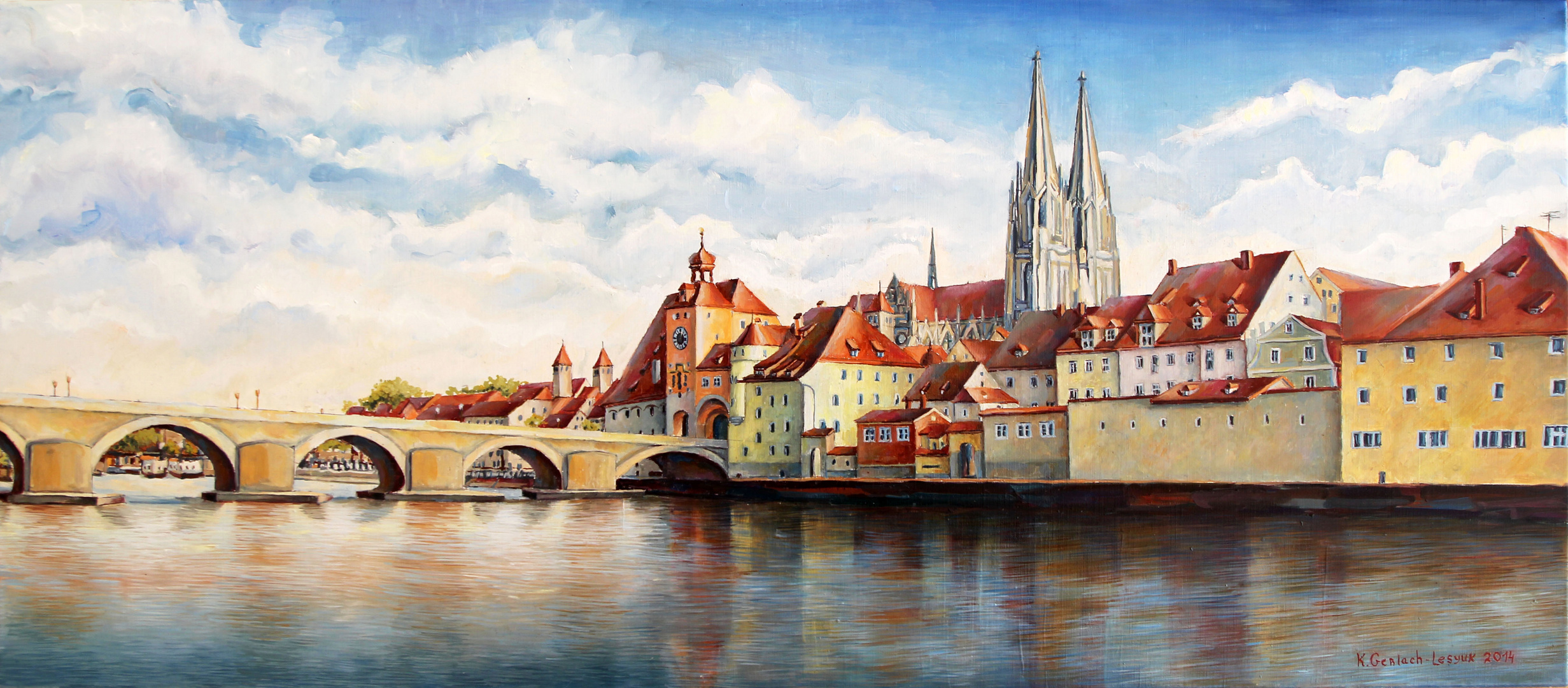 Regensburg Panorama mit Dom und steinerne Brücke