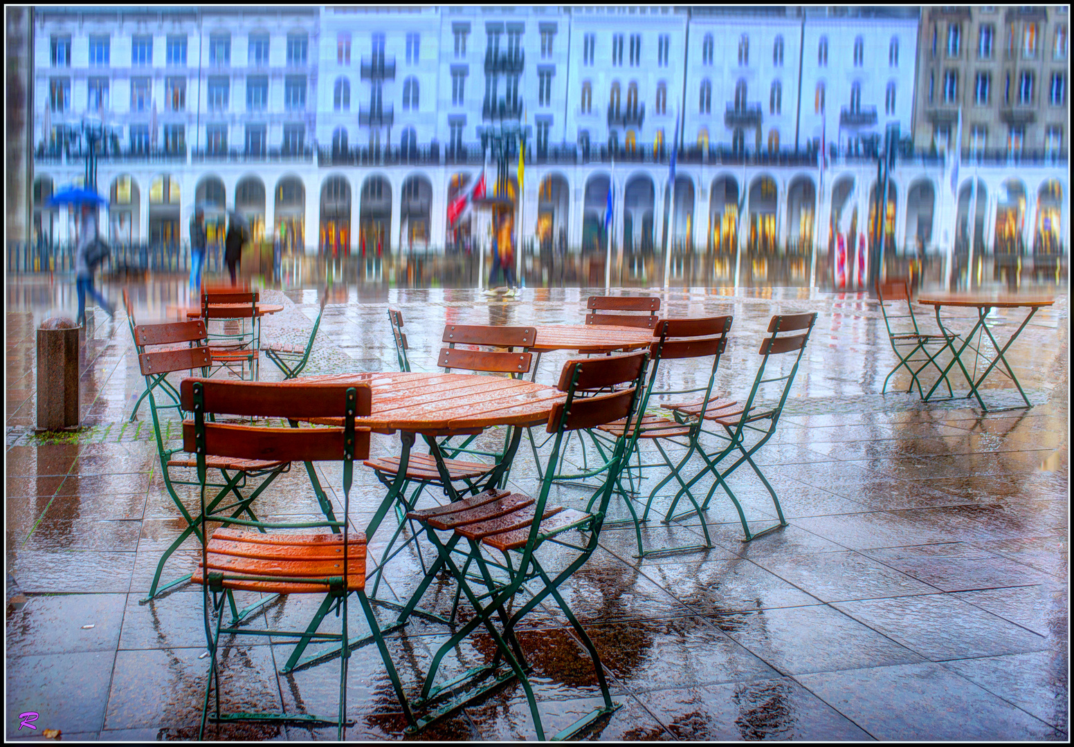 Regenwetter heute bei den Alsterarkaden...