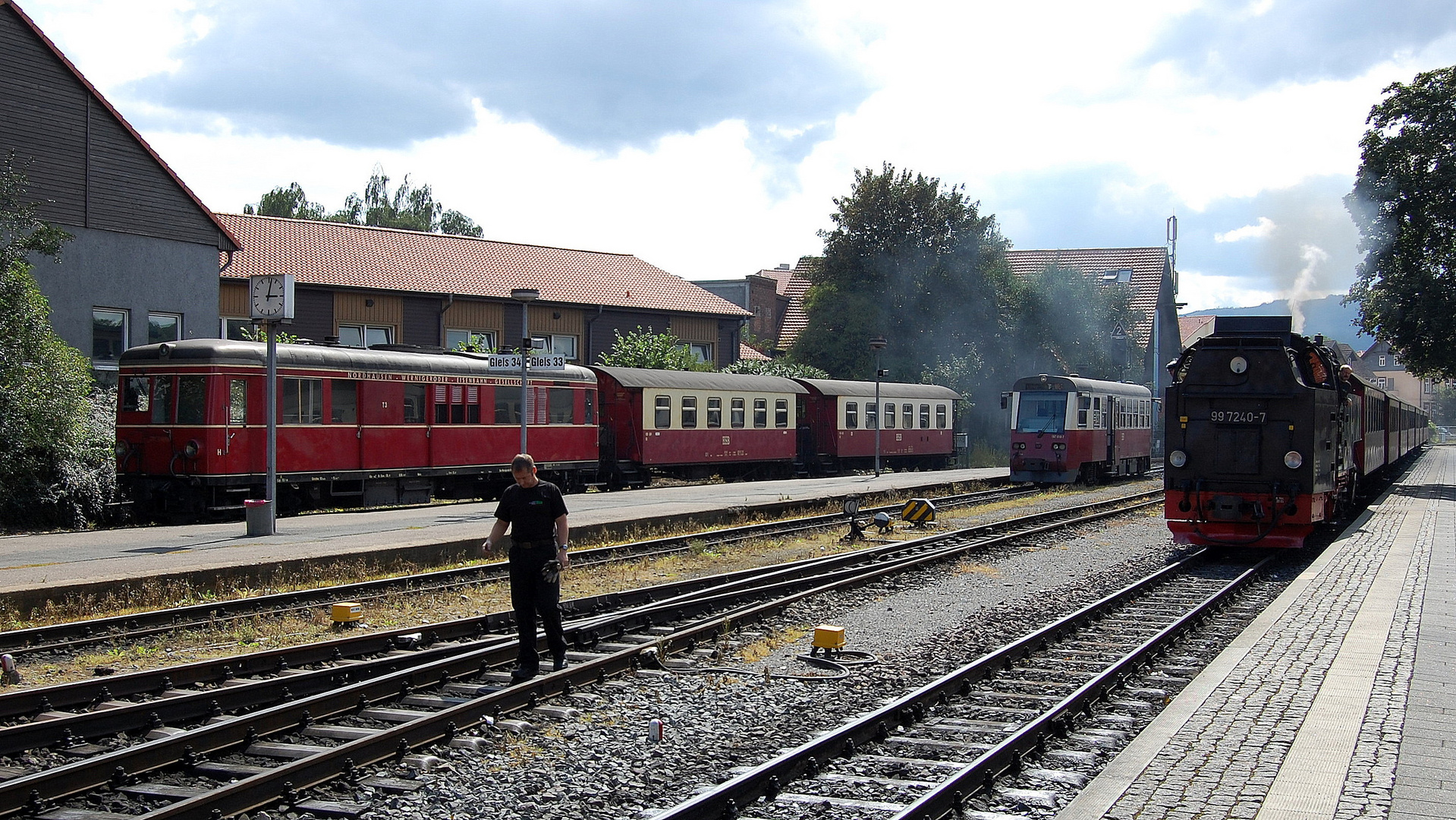 Reger Zugbetrieb der HSB im Bf Wernigerode 12.8.2009