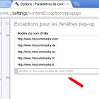 Réglage des exceptions concernant les PopUps pour fotocommunity (Google Chrome)