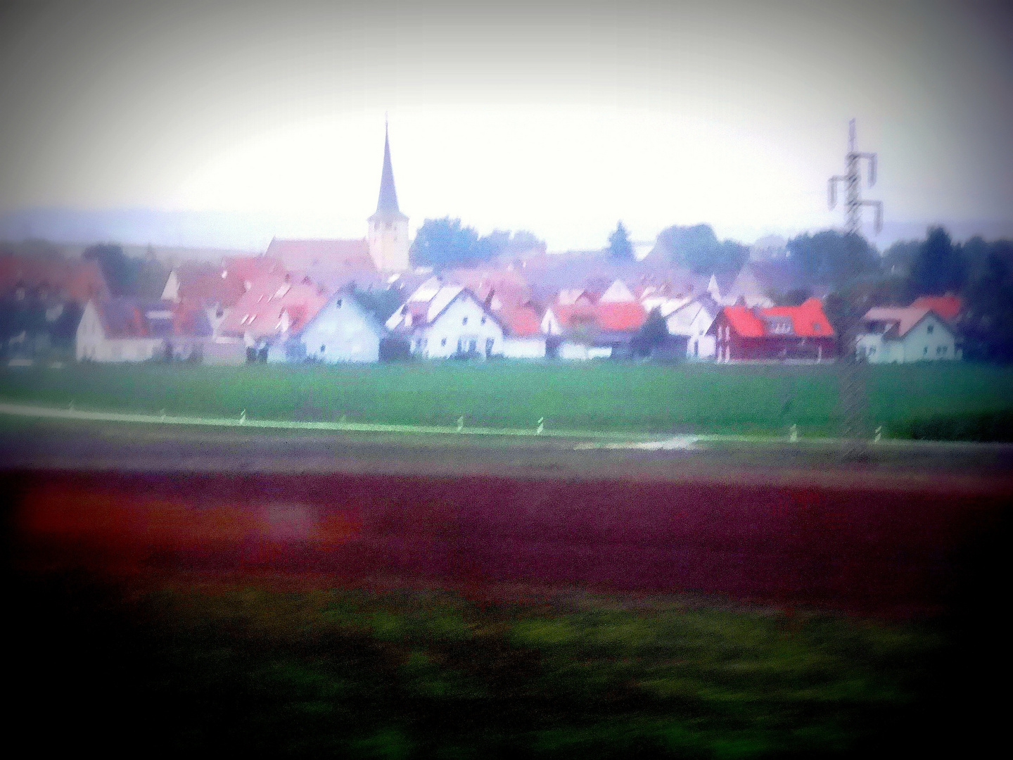 Regnerischen Tag, Ansicht mit dem Zug auf dem Weg nach Schweinfurt