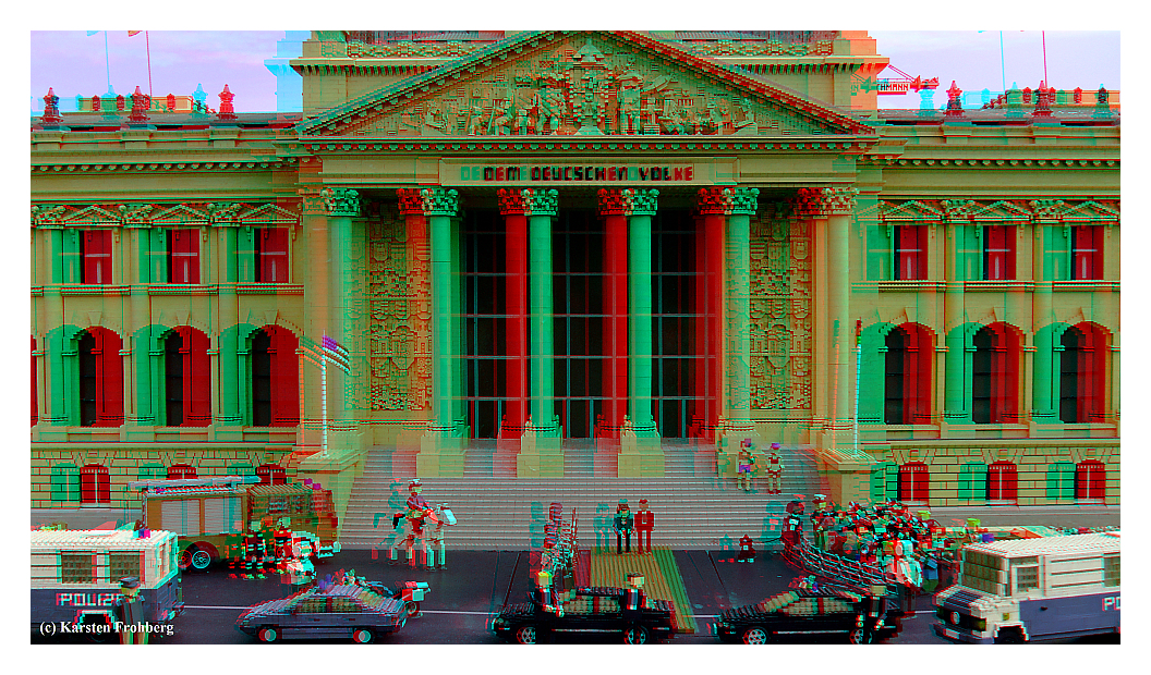 Reichstagsgebäude im Legoland Günzburg in 3D (Rot/Cyan)