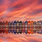 Reinbow houses in sunset