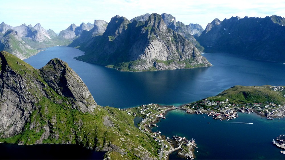 Reine auf den Lofoten aus der Vogelperspektive