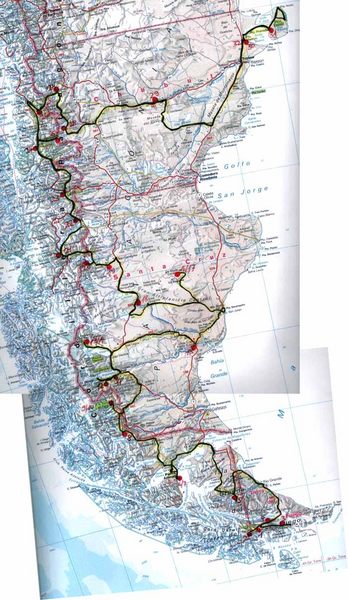 Reisebericht und Karte zur Tour Feuerland- Patagonien 2003