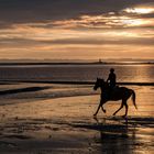 Reiten bei Sonnenuntergang