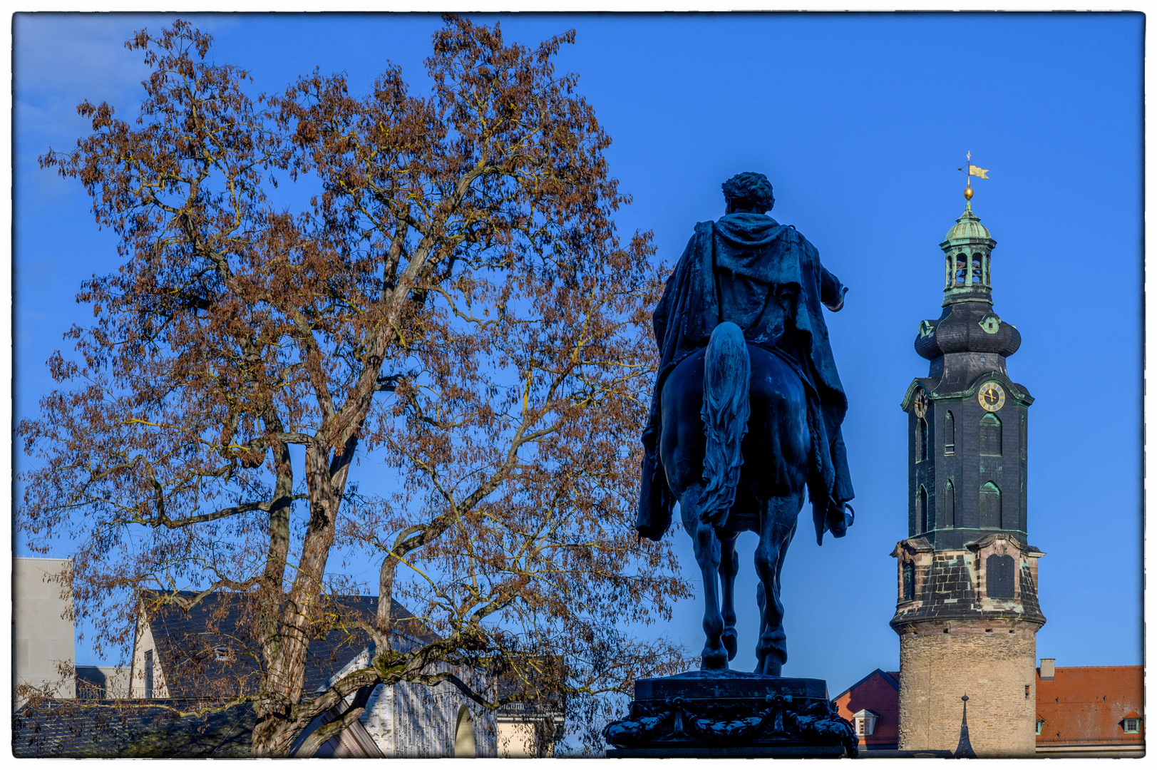 Reiter auf dem Schloßplatz in Weimar