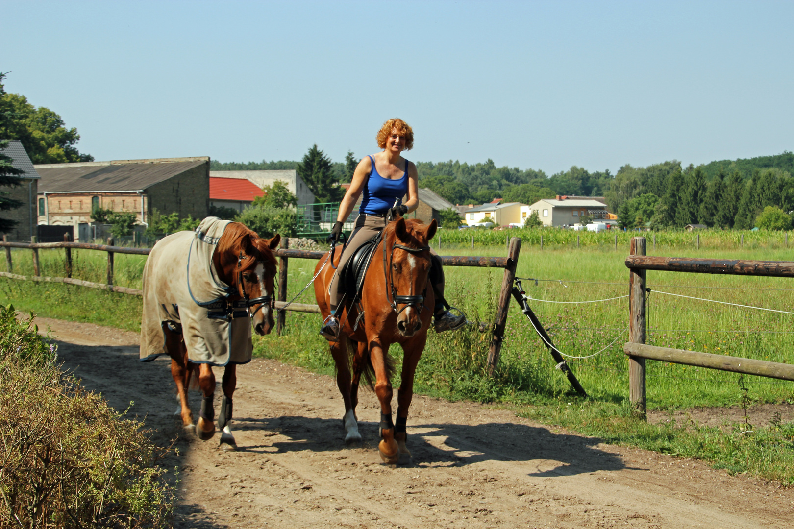 Reiterin mit zwei Pferden Foto & Bild tiere, tier und mensch, natur Bilder auf Reiterin mit zwei Pferden Foto & Bild tiere, tier und mensch, natur Bilder auf