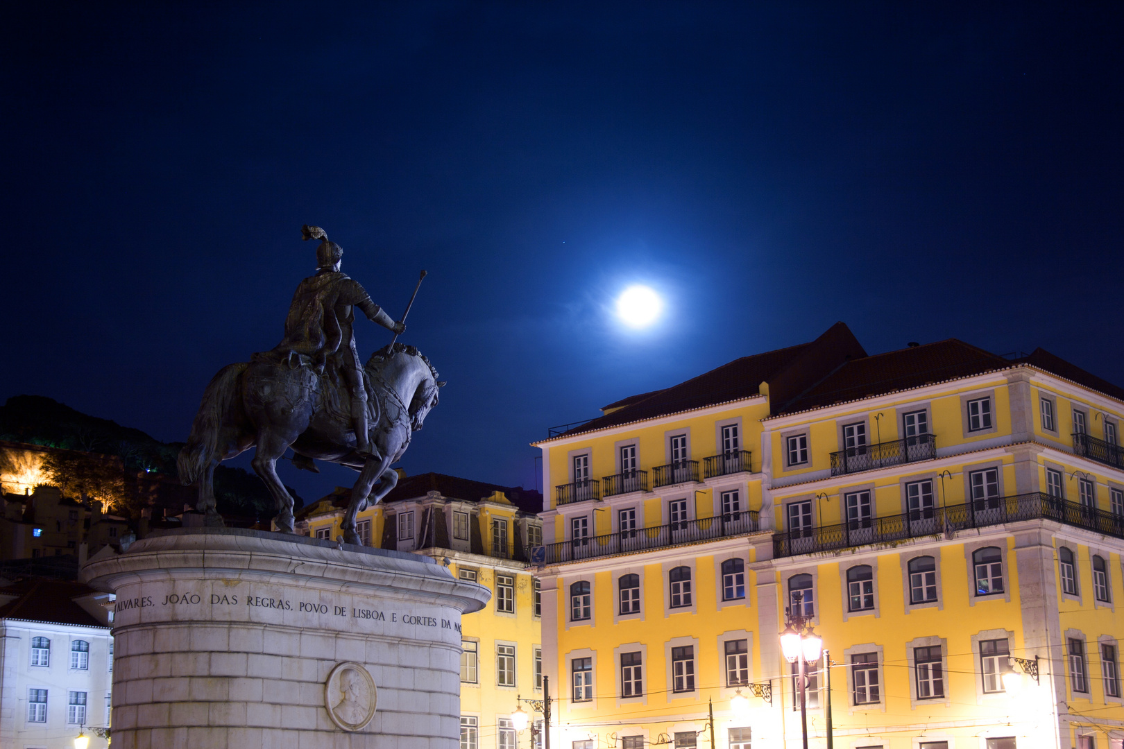 Reiterstatue João I. am Praça da Figueira Lisboa Centro