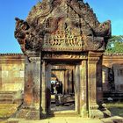 Relief of catching a "Naga" snake at the lintel in Preah Vihear