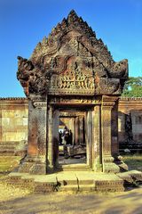 Relief of catching a "Naga" snake at the lintel in Preah Vihear