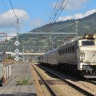 Renfe 251.022 with a military train at Mieres.