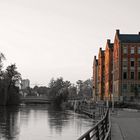 Renovierte Klinkerbauwerke an der neuen Uferpromenade in Fürth