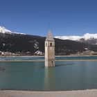 Reschen Pass, Kirchenturm im Reschen Stausee