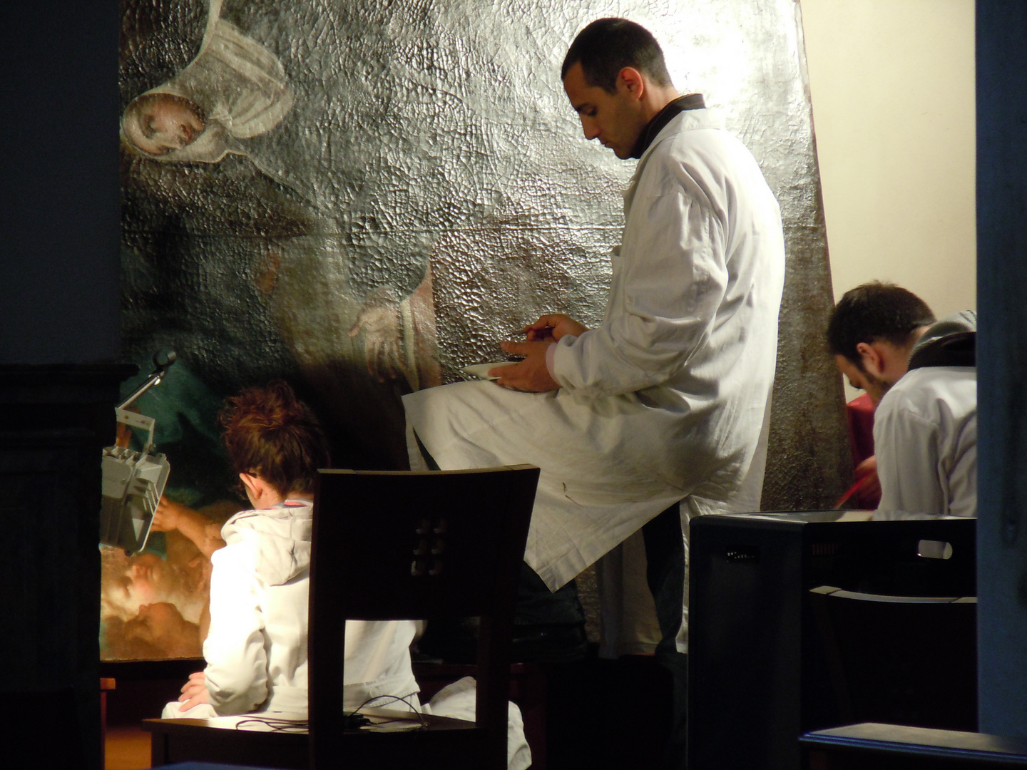 Restauration de tableau dans une église de Palerme