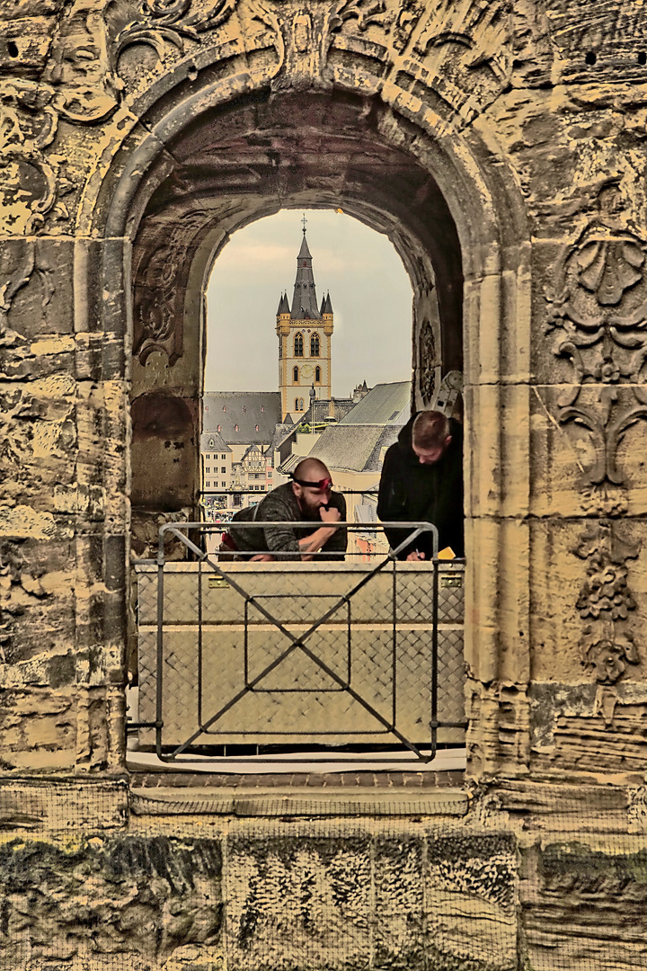 Restauratoren Porta Nigra Trier