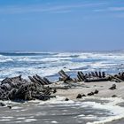 Reste eines Schiffwracks an der Skeleton Coast, Namibia