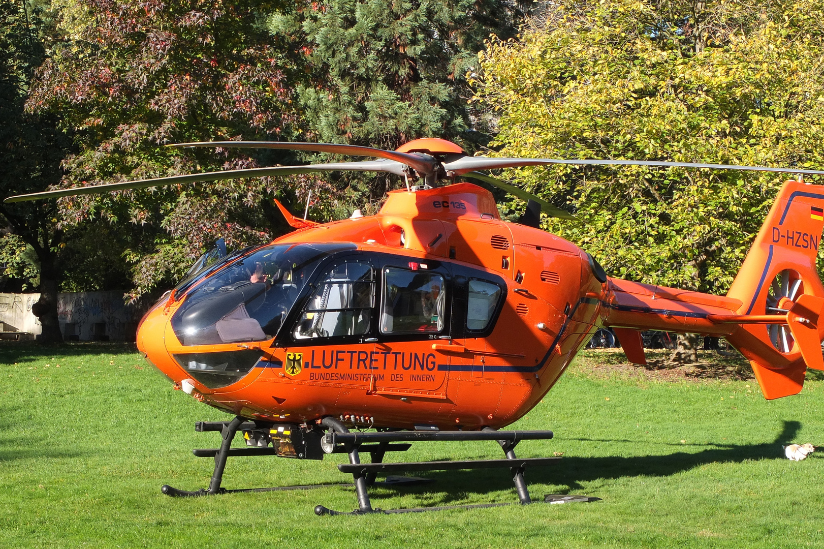 Rettungshubschrauber im Bönningerpark