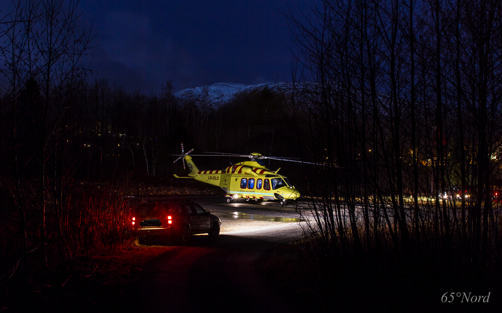 Rettungshubschrauber Nachtlandung