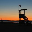 Rettungsturm früh am Morgen, Caorle, Italien