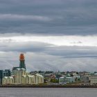 Reykjavik skyline under heavy weather