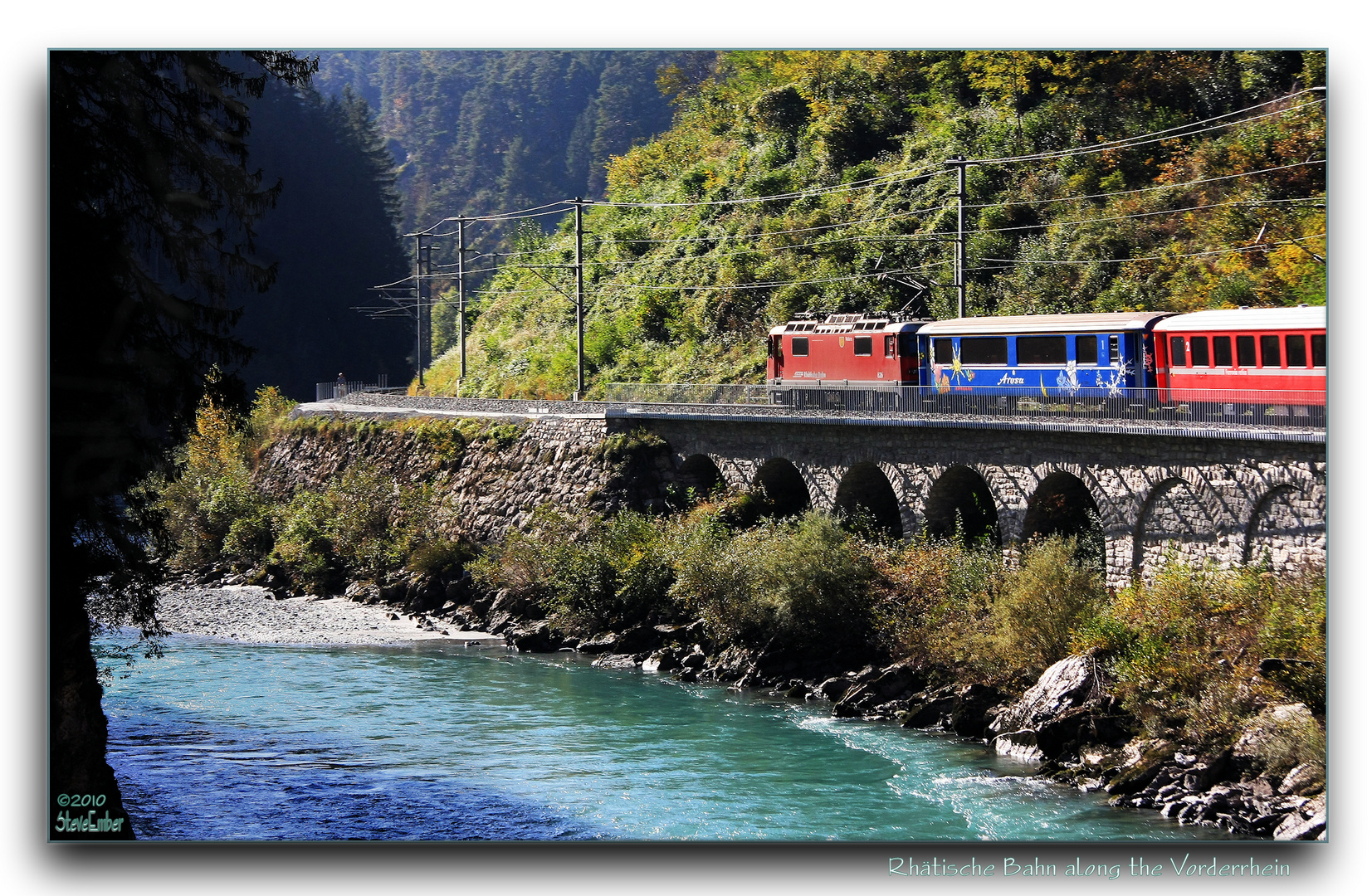 Rhätische Bahn along the Vorderrhein