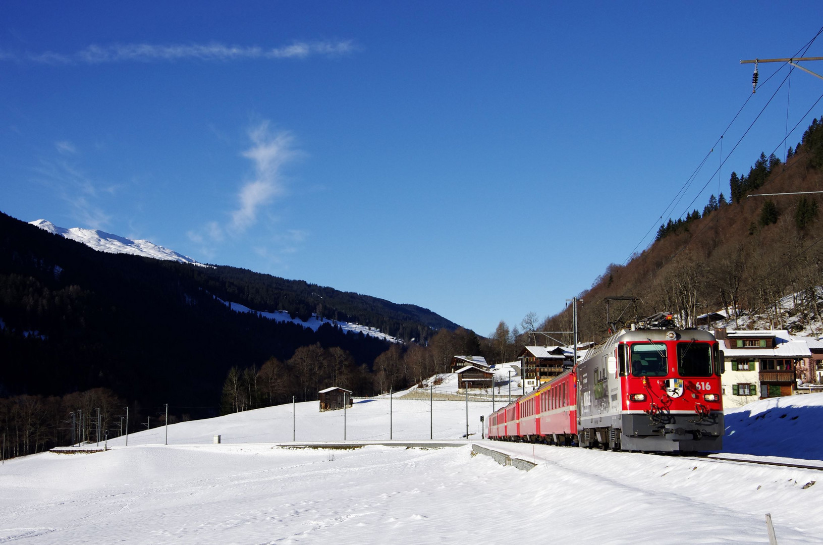 Rhätische Bahn bei Klosters Dorf