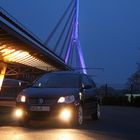 Rhein Brücke Wesel Abenddämmerung