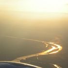 Rhein mit Mainmündung im Abendlicht